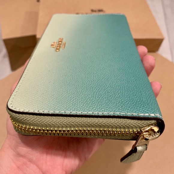 Coach Green Ombre Accordion Zip Around Wallet - Picture 6 of 8